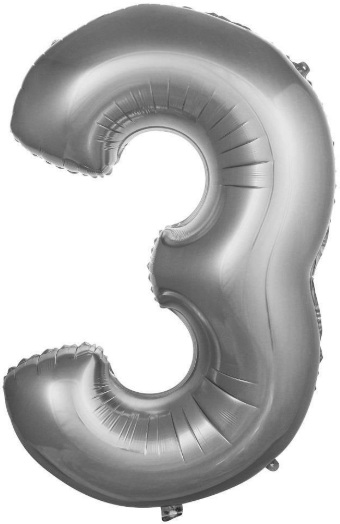 3 - RAKAM 16 İNC GÜMÜŞ RENK BALON 36 CM balon