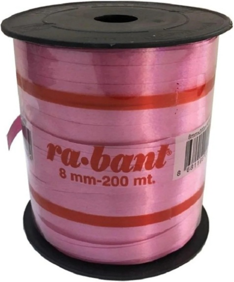 RAFYA ŞERİT PEMBE 8mm 200m balon