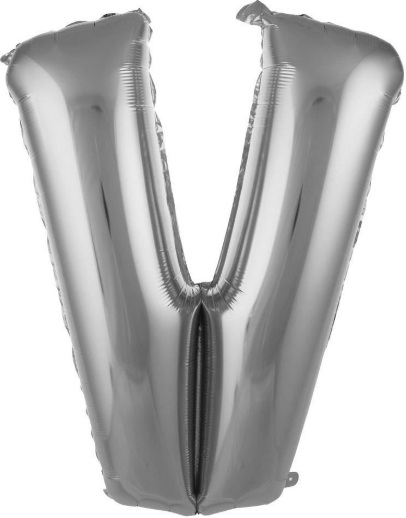 V - HARF 34 İNC GÜMÜŞ RENK BALON 76 CM balon